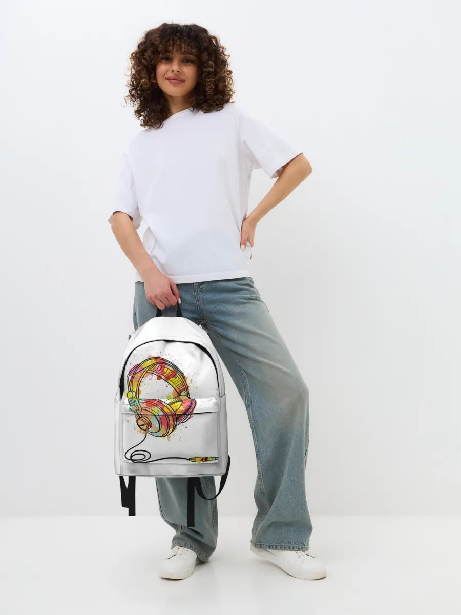 Рюкзак джинсовый / Красочные наушники