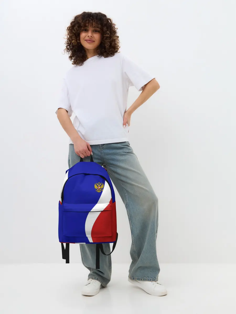 Рюкзак джинсовый / Герб РФ Триколор