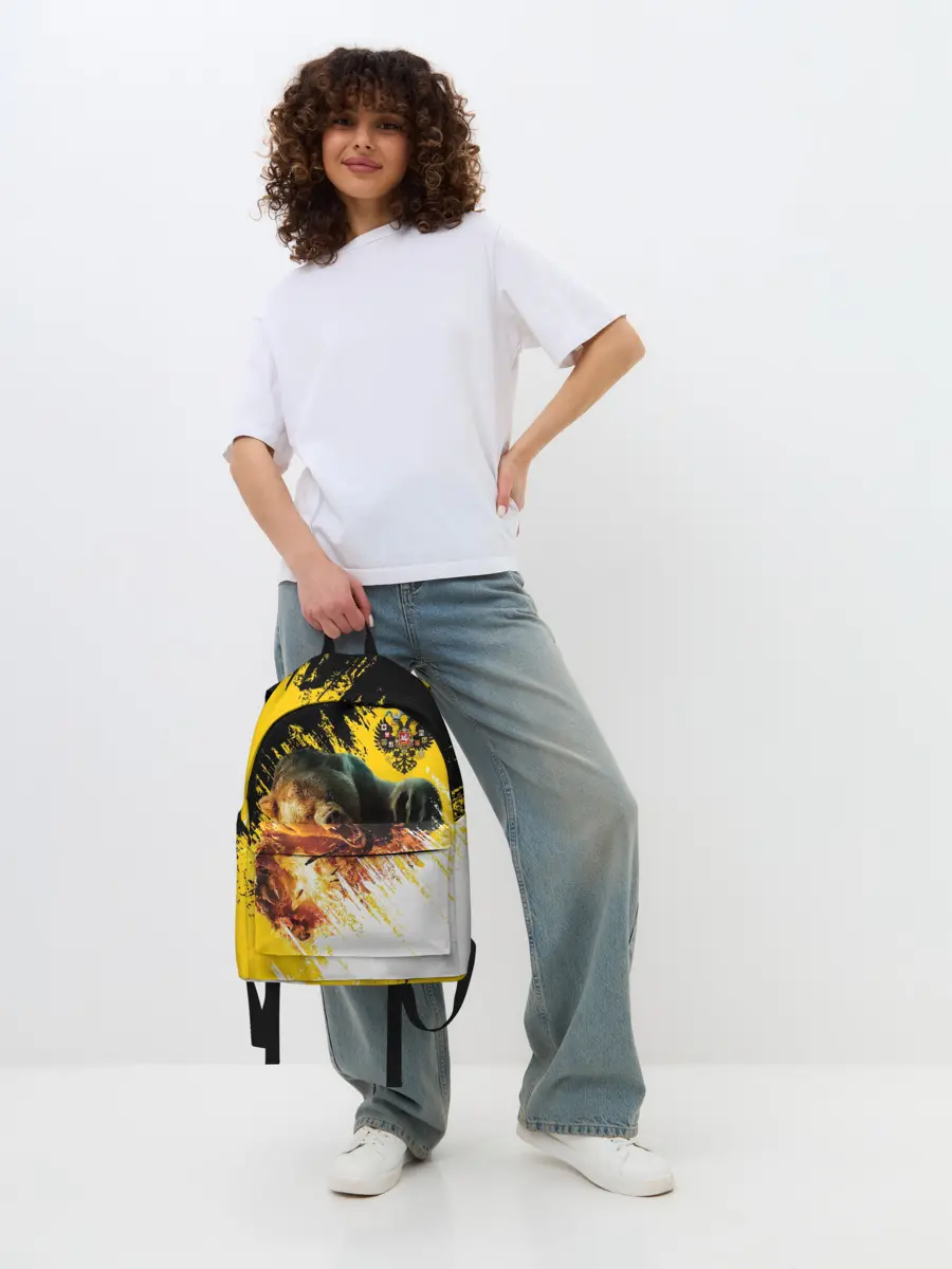 Рюкзак джинсовый / Имперский флаг и медведь