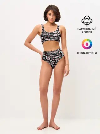 Женские топ и трусы / ЛОГО АНИМЕ ГЛИТЧ