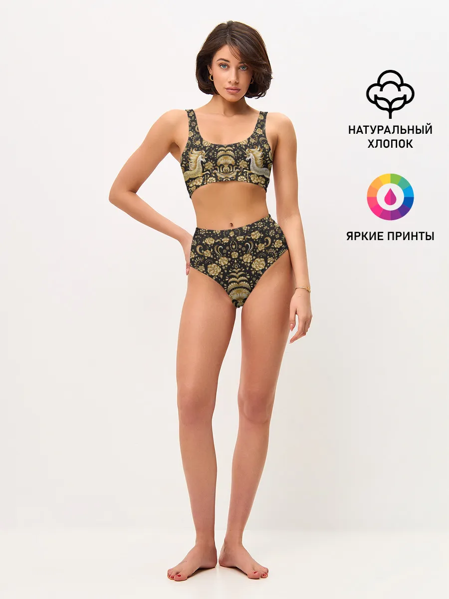 Женские топ и трусы / Gold & Black