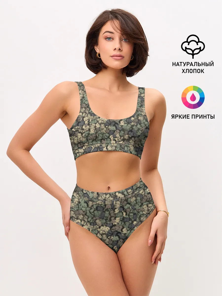 Женские топ и трусы / Камуфляж Зеленый Слоник