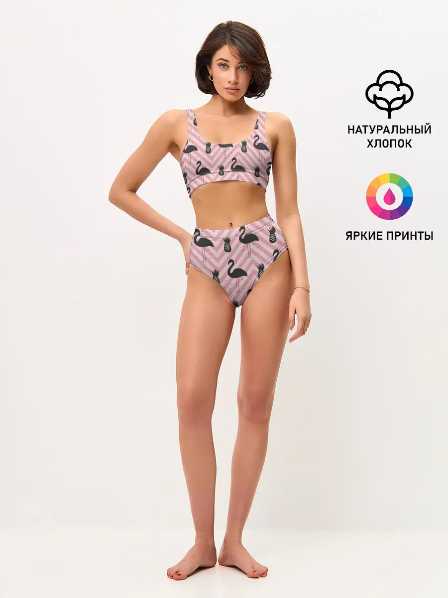 Женские топ и трусы / Черный фламинго