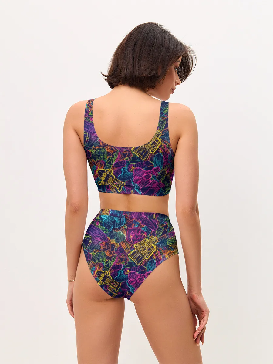 Женские топ и трусы / Neon Robots