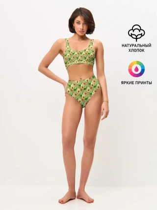 Женские топ и трусы / Веган Авокадо узор