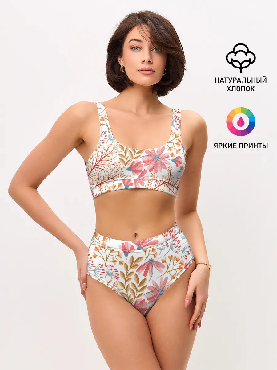 Женские топ и трусы / Цветы