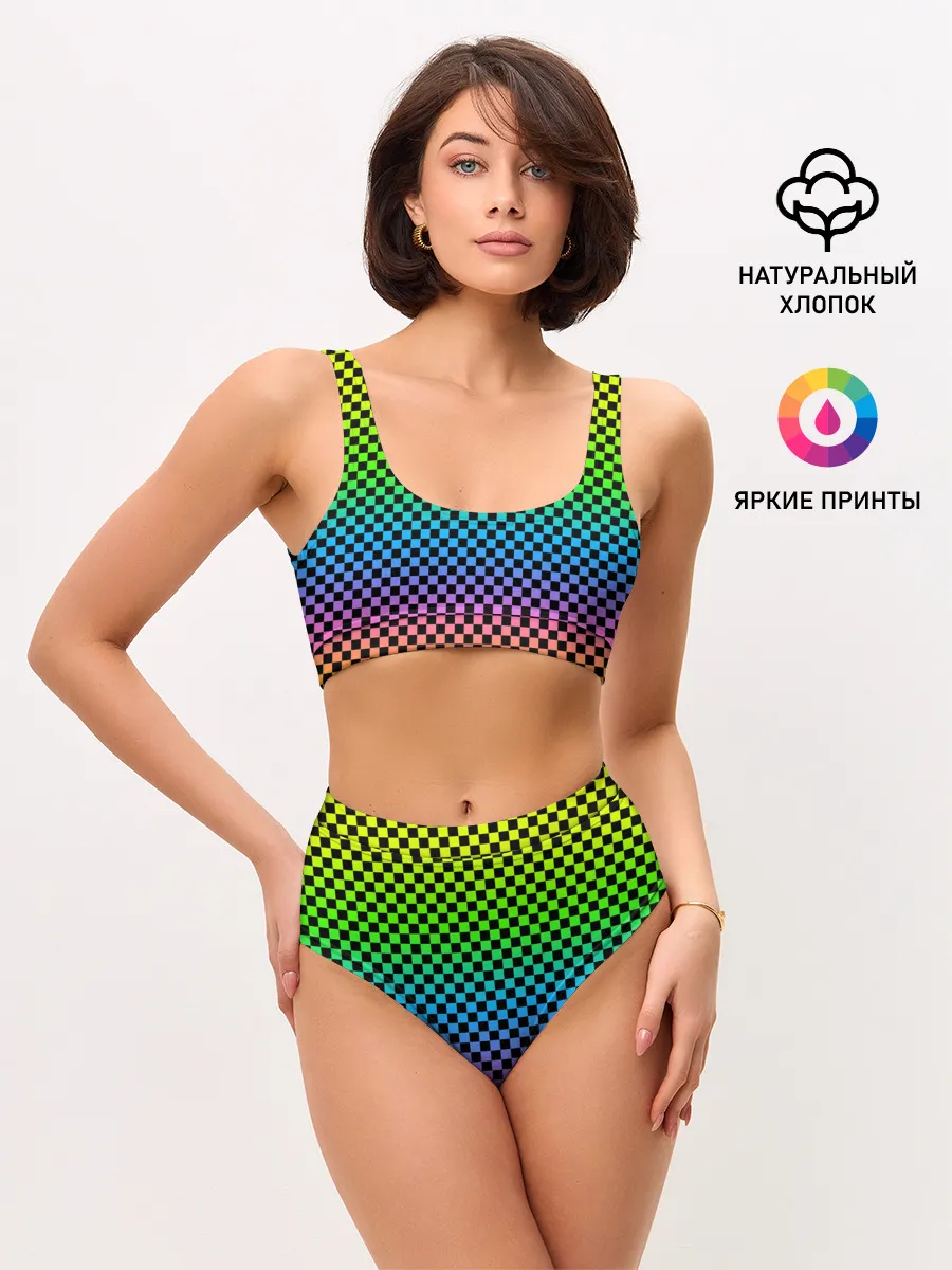 Женские топ и трусы / РАДУЖНАЯ ШАХМАТКА