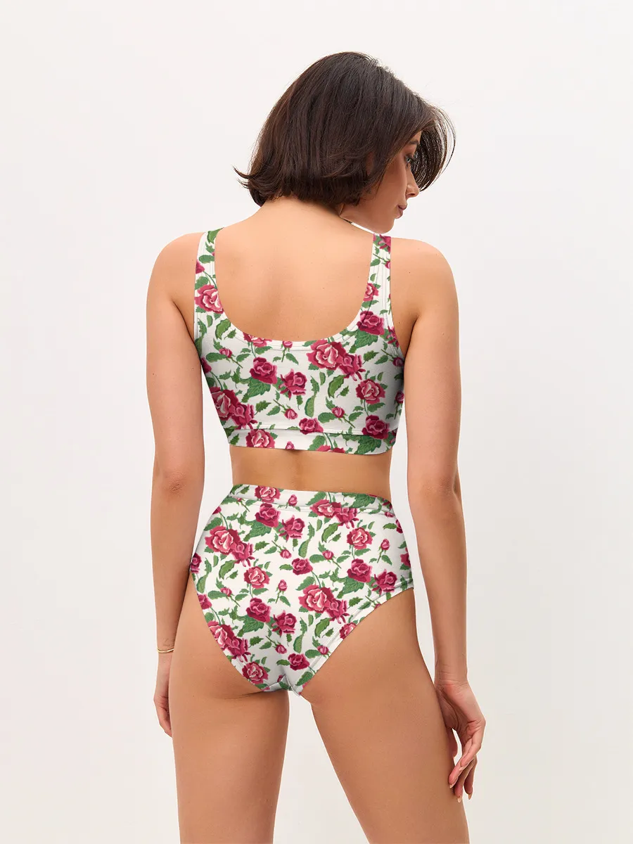 Женские топ и трусы / Цветочный узор