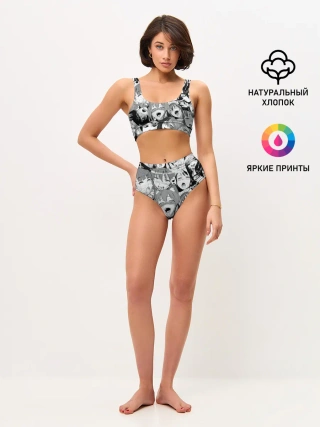 Женские топ и трусы / AHEGAO monochrome