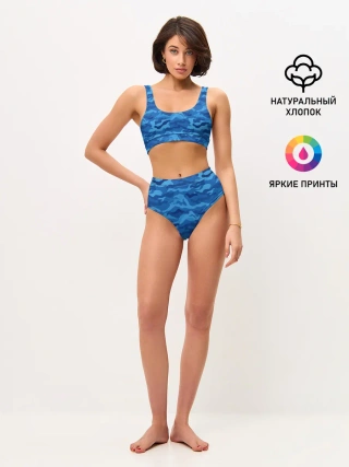 Женские топ и трусы / СИНИЙ КАМУФЛЯЖ