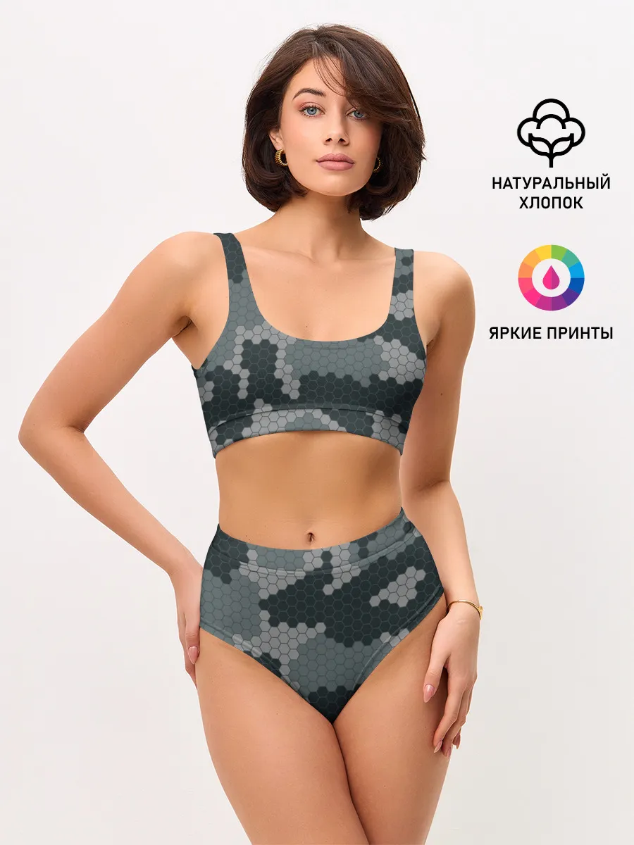 Женские топ и трусы / КАМУФЛЯЖ СОТЫ