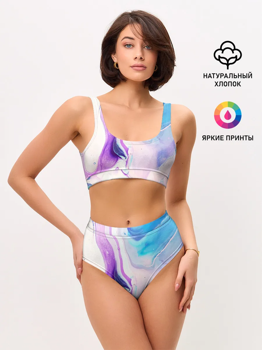 Женские топ и трусы / Акварельные разводы