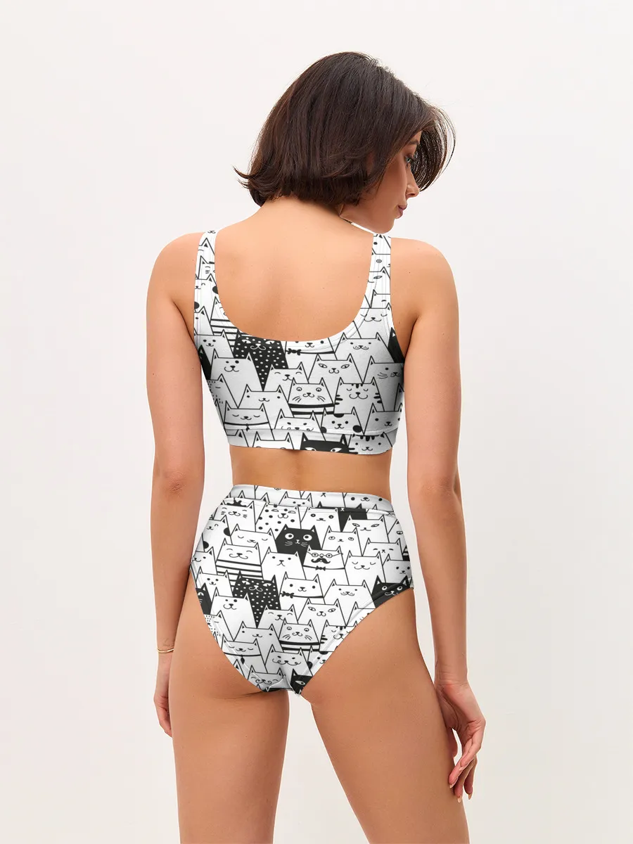 Женские топ и трусы / КОТЫ WHITE