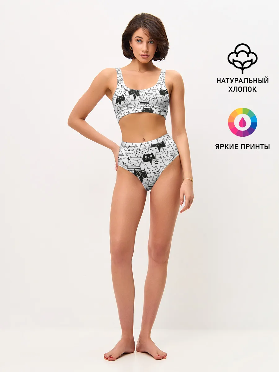 Женские топ и трусы / КОТЫ BLACK