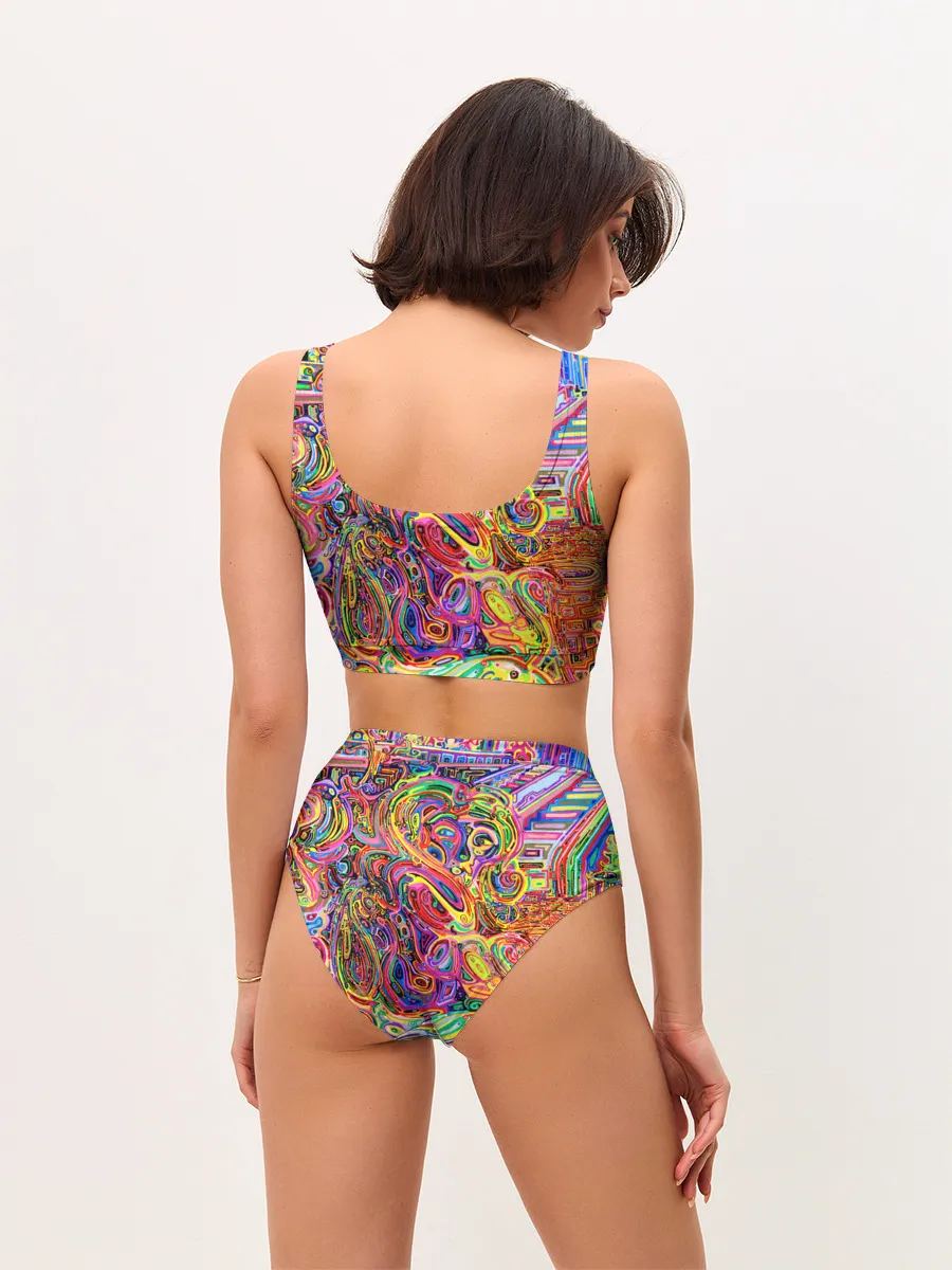 Женские топ и трусы / НЕОНОВЫЕ ЛИНИИ / АБСТРАКЦИЯ