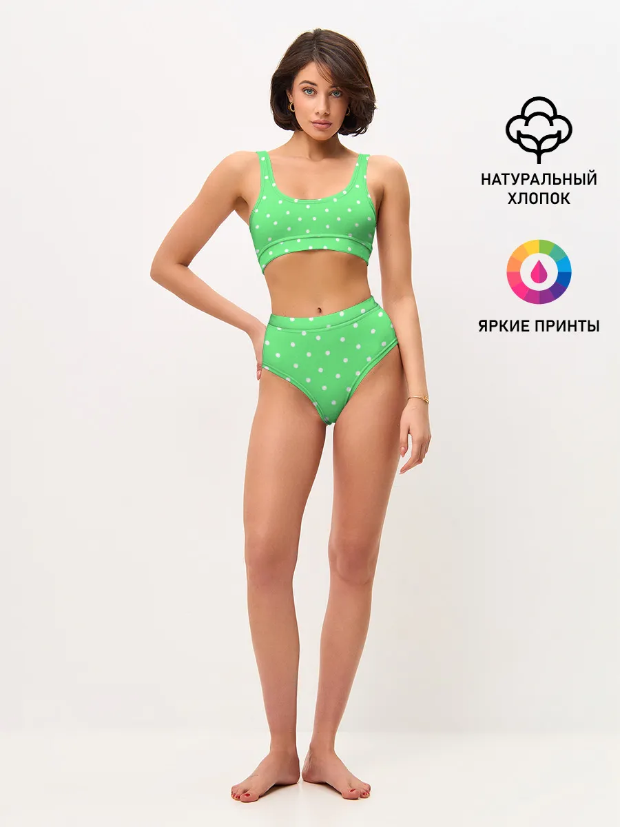 Женские топ и трусы / Горошек на зеленом