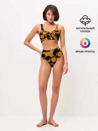 Женские топ и трусы / КИБЕРПАНК, жёлтый