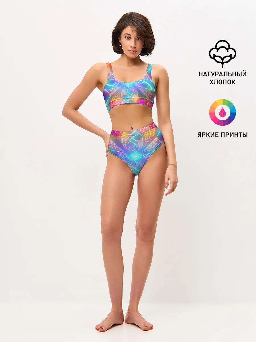 Женские топ и трусы / Узоры / Абстракция /Неон