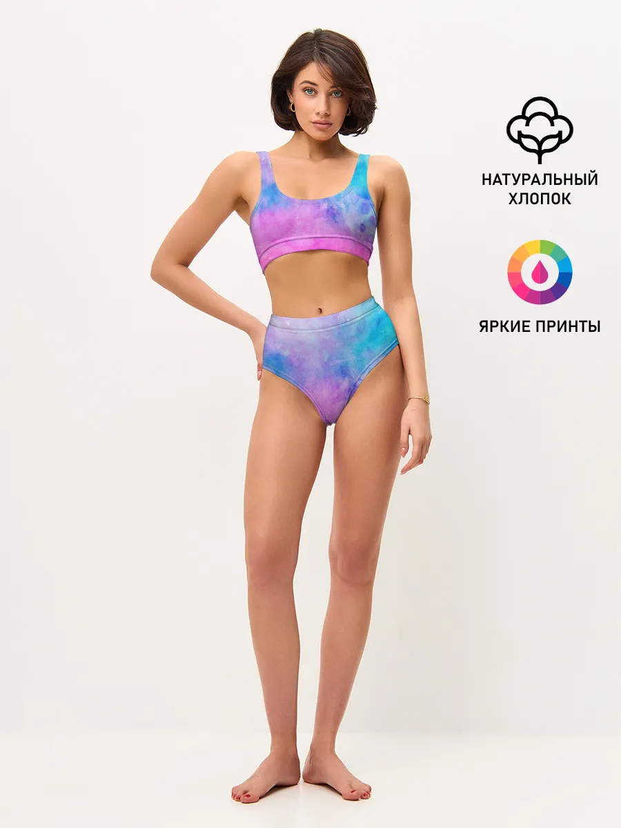 Женские топ и трусы / Акварельные пятна