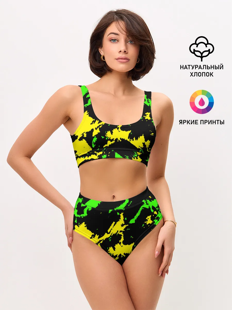 Женские топ и трусы / Желто-зеленый