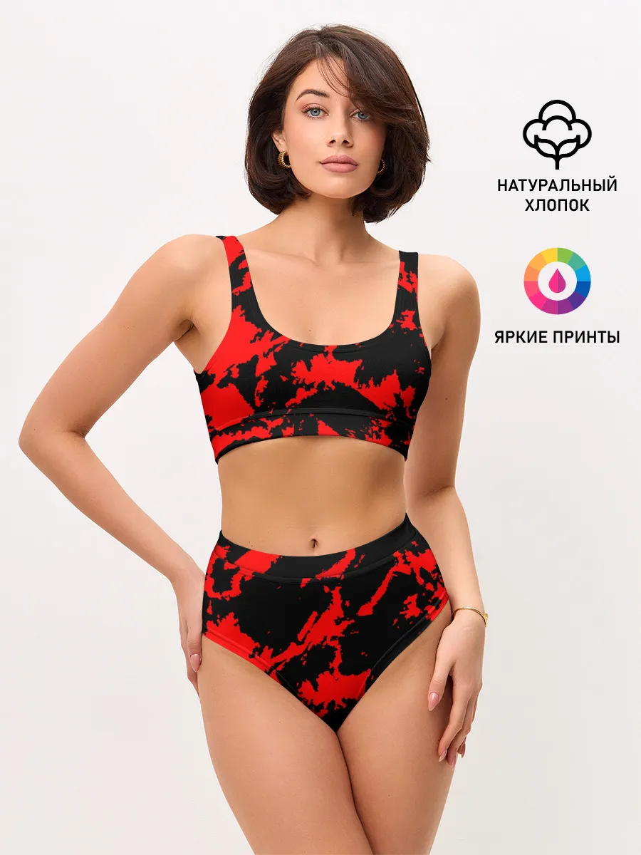 Женские топ и трусы / Красный на черном