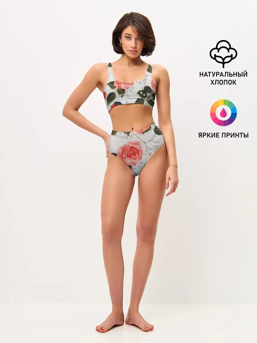 Женские топ и трусы / Нежные розы