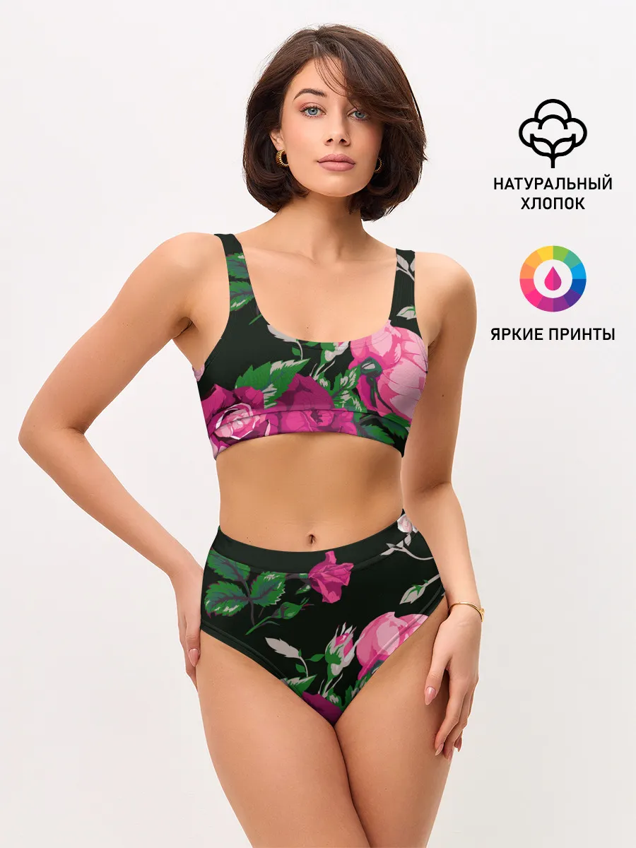 Женские топ и трусы / Розы