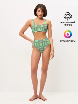 Женские топ и трусы / Пиксели зеленые