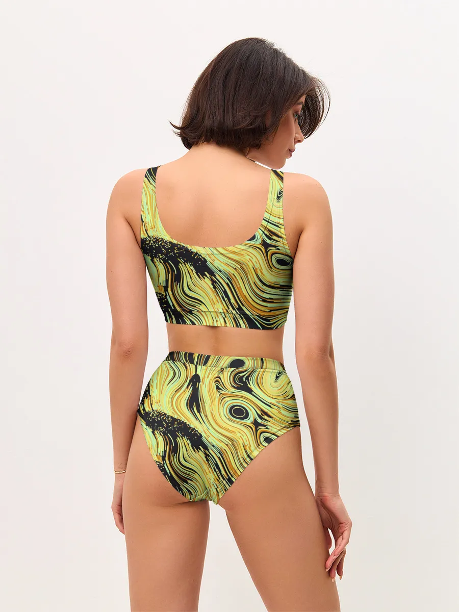 Женские топ и трусы / Желтые линии