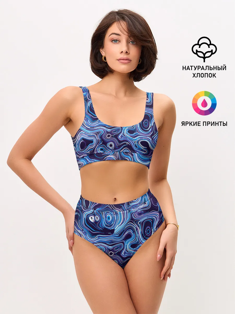 Женские топ и трусы / Синие линии