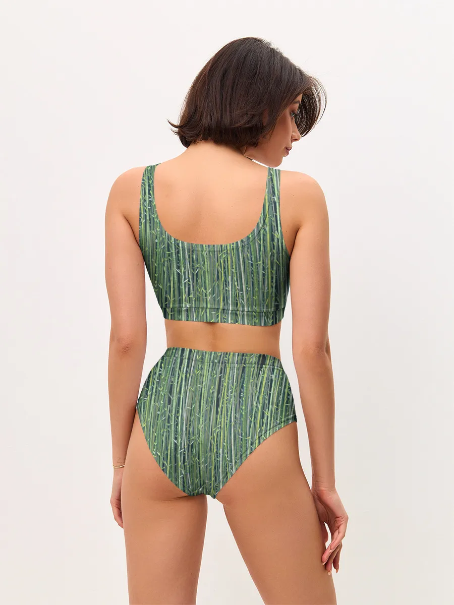 Женские топ и трусы / Зеленый бамбук