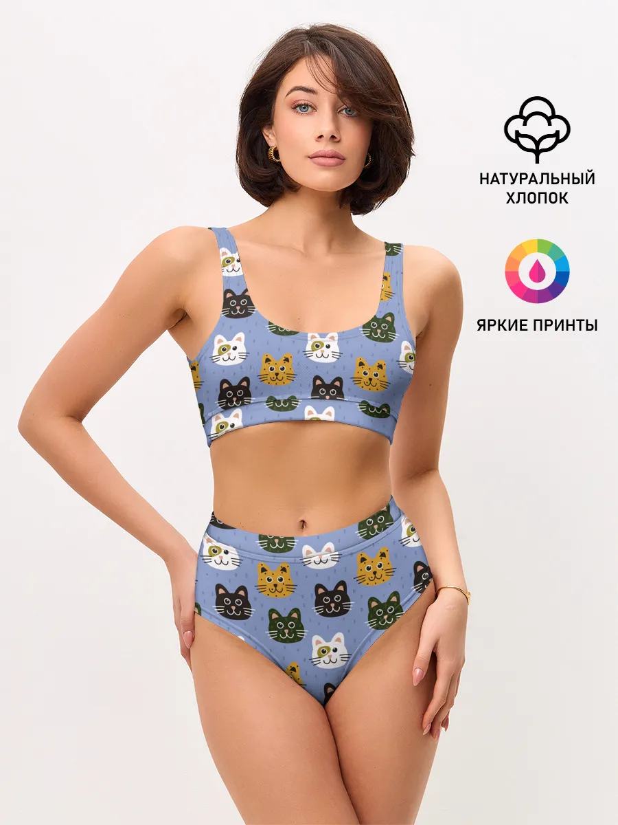 Женские топ и трусы / Котики