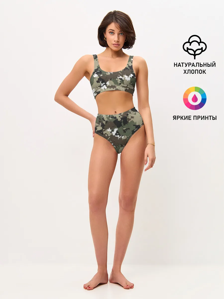 Женские топ и трусы / Камуфляж с кляксами
