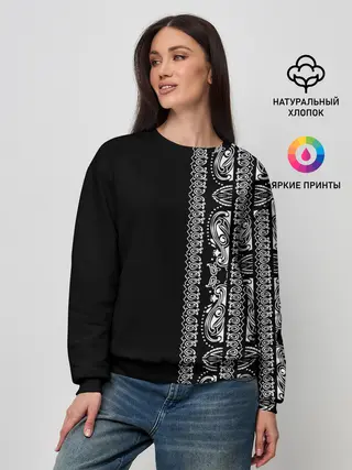 Женский свитшот / Узор на чёрном