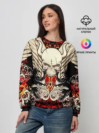 Женский свитшот / Vintage Skull Art v2