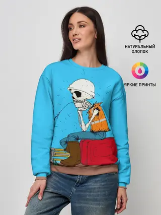 Женский свитшот / Скелетон геодезист