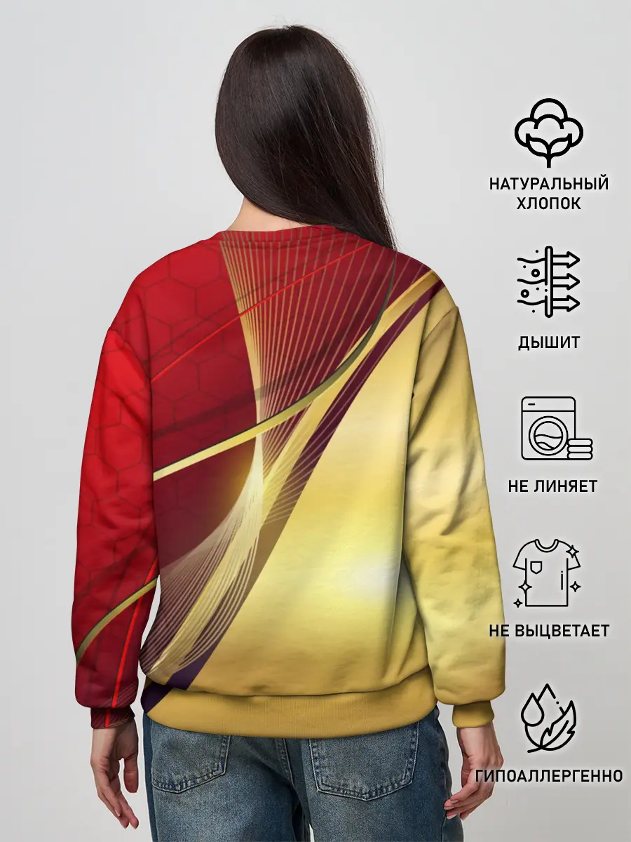 Женский свитшот / RUSSIA SPORT: Red and Gold.
