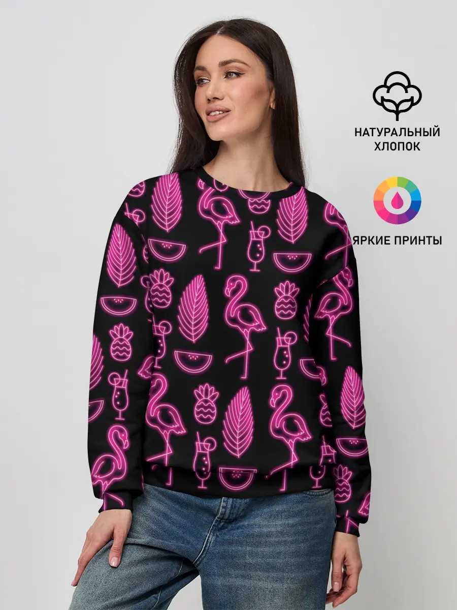 Женский свитшот / Светящийся фламинго