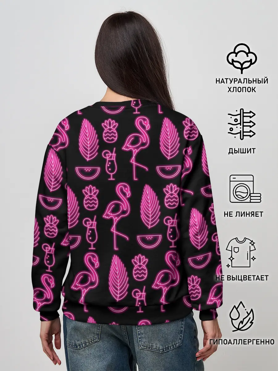 Женский свитшот / Светящийся фламинго