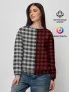 Женский свитшот / Красно белая рубашка в клетку