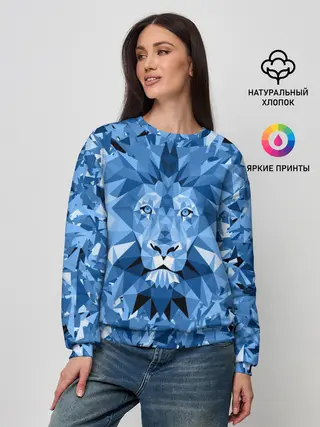 Женский свитшот / Сине-бело-голубой лев