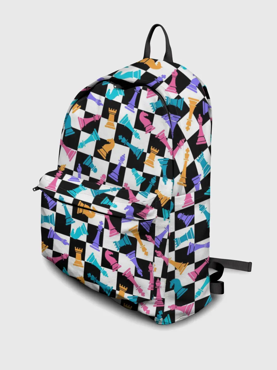 Рюкзак джинсовый / Разноцветные Шахматные Фигуры