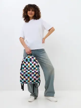 Рюкзак джинсовый / Разноцветные Шахматные Фигуры