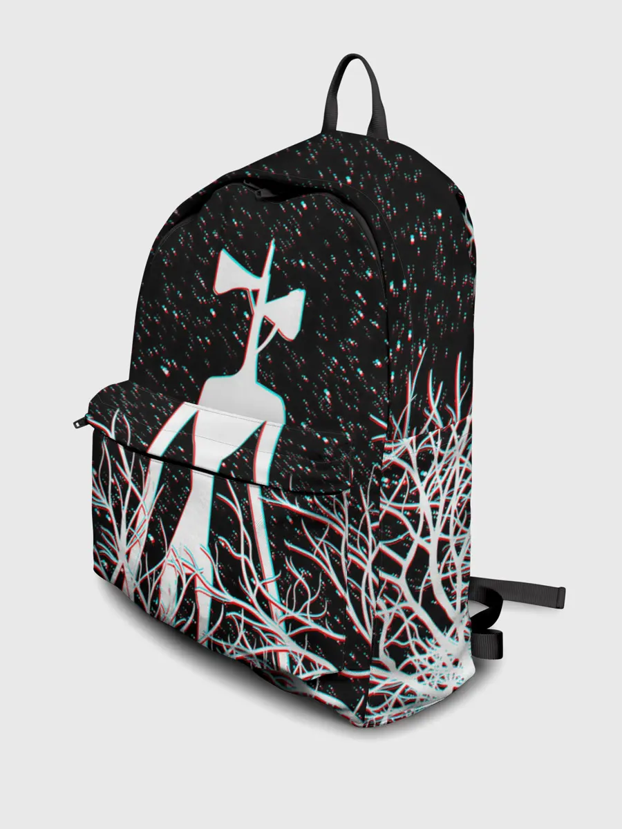 Рюкзак джинсовый / СИРЕНОГОЛОВЫЙ ГЛИТЧ ЛЕС, КОСМОС