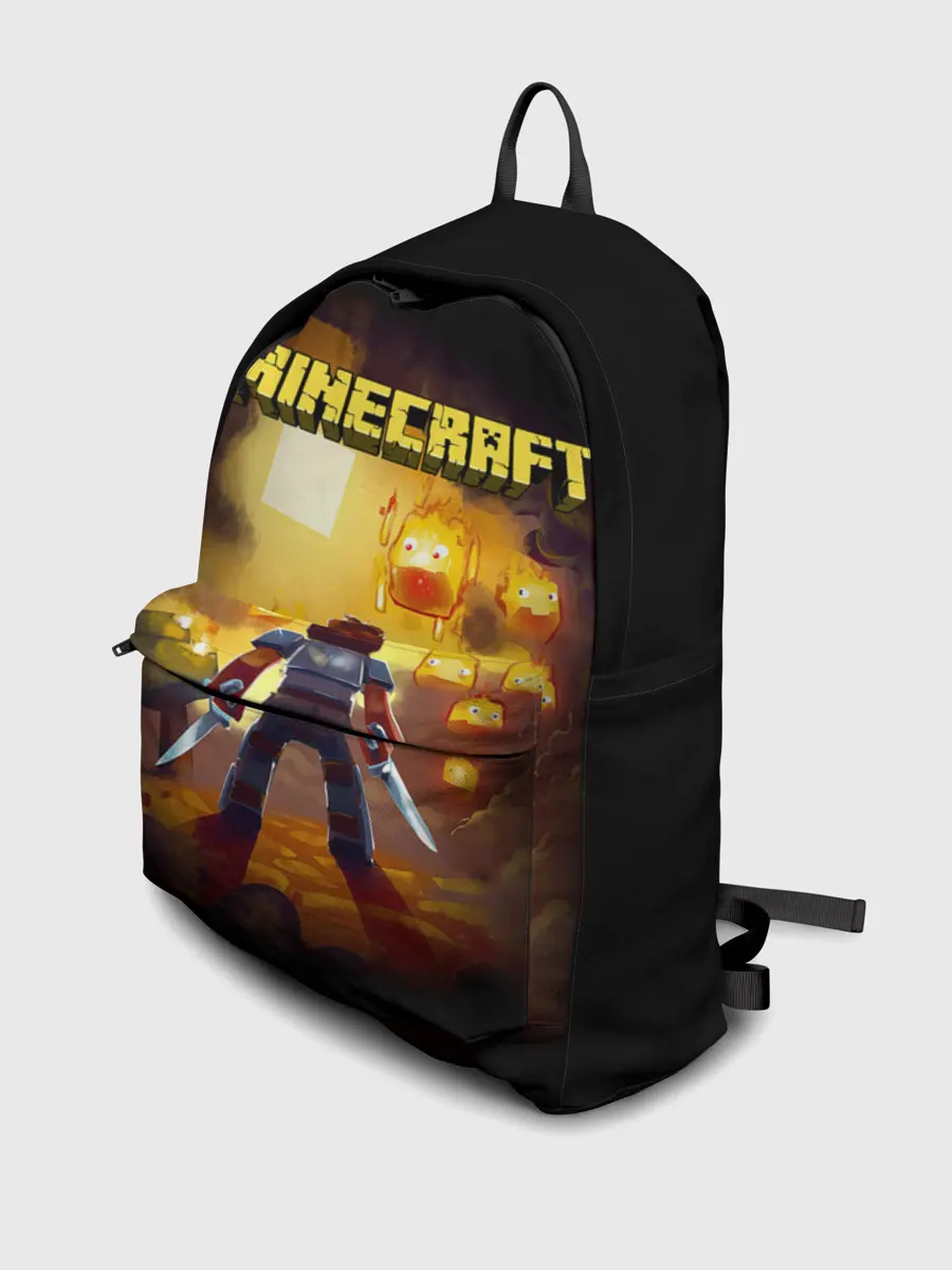 Рюкзак джинсовый / Стив против огненных Гаст | Minecraft