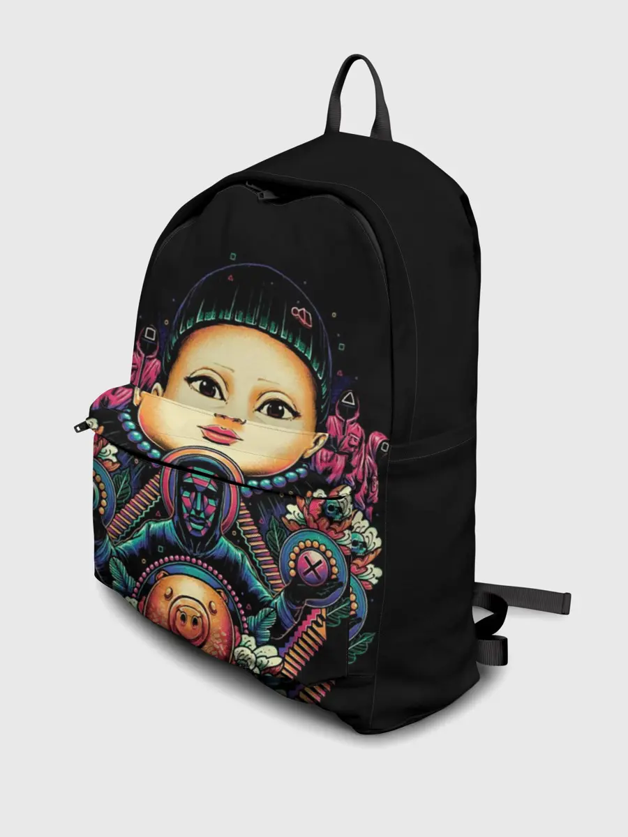 Рюкзак джинсовый / Игра в кальмара Кукла маски черепа