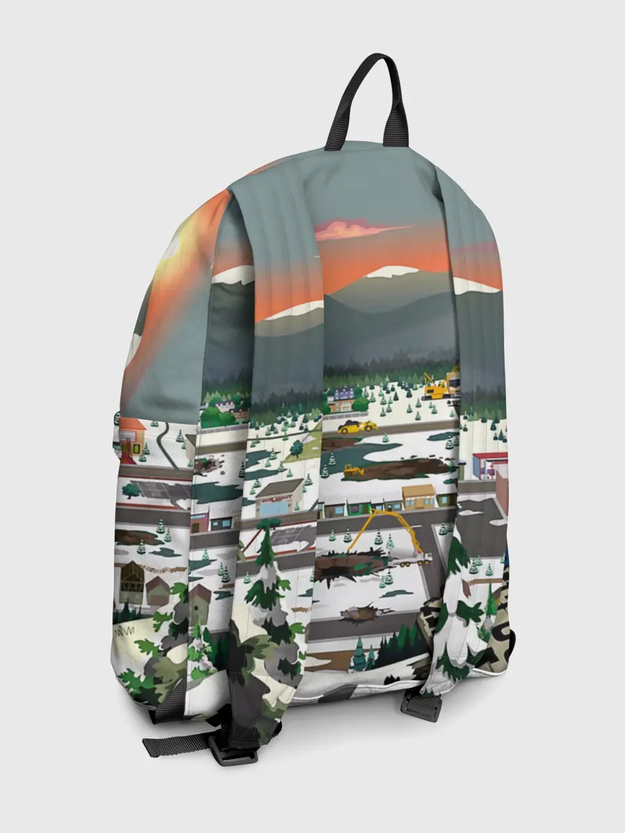 Рюкзак джинсовый / Южный Парк разрушенный город