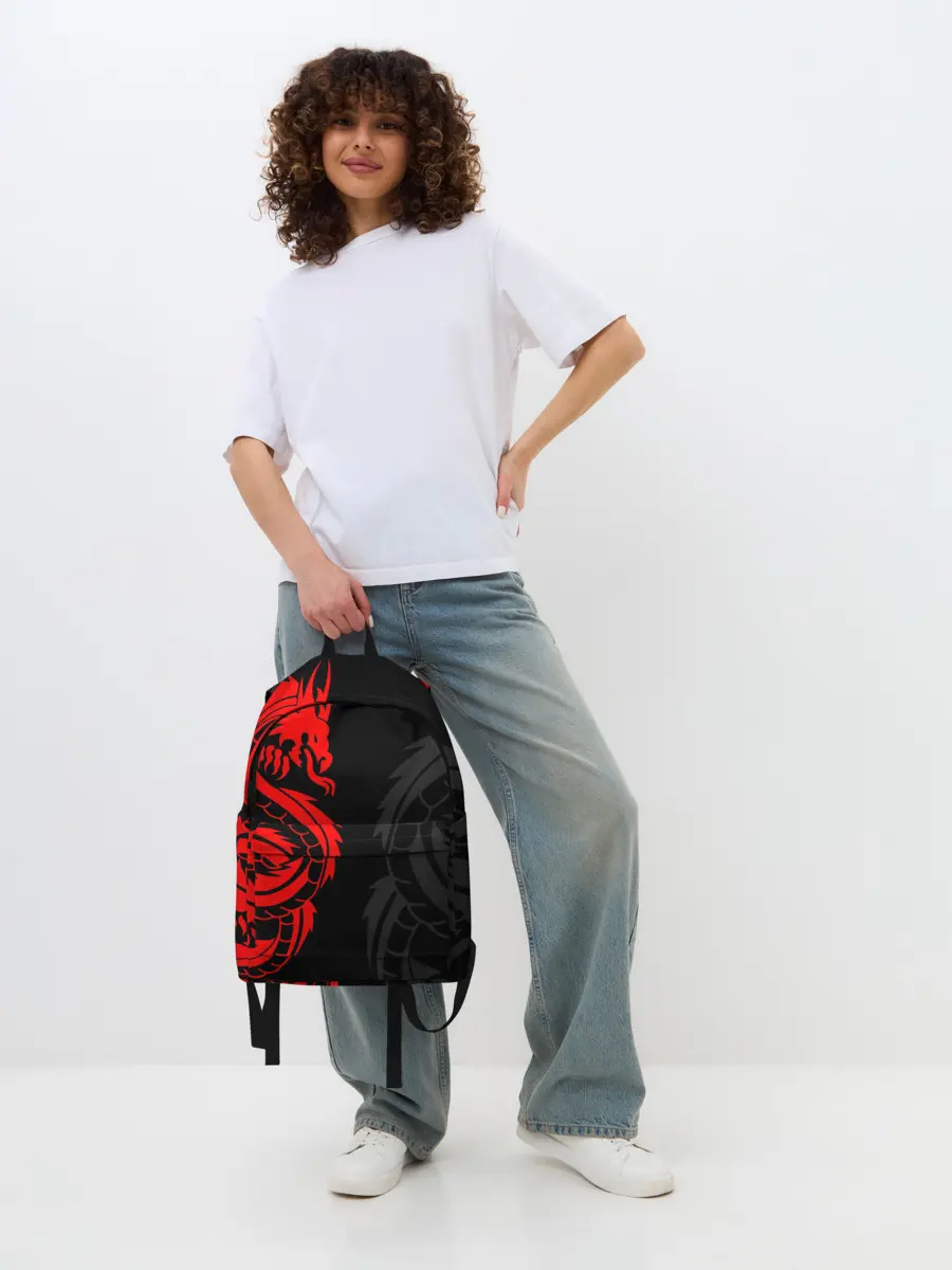 Рюкзак джинсовый / КРАСНЫЙ ДРАКОН ТАТУ / RED DRAGON TATTOO