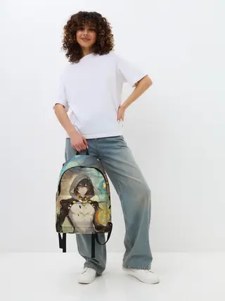 Рюкзак джинсовый / Чжун Ли, Zhongli, Genshin Impact