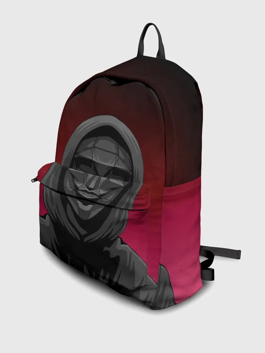 Рюкзак джинсовый / Распорядитель игры на черно розовом фоне